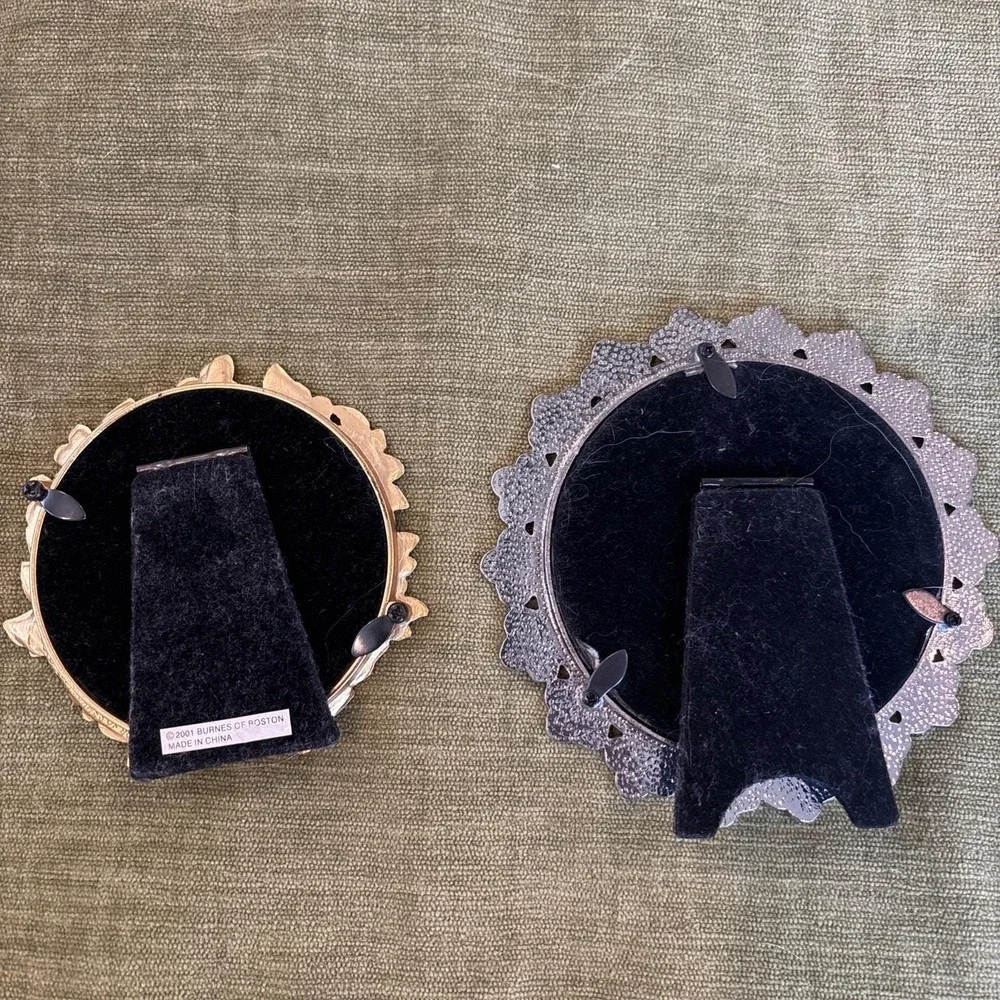VTG 2001 Burnes of Boston Mini Circular Frames Flowers Rhinestones Feminine Cute